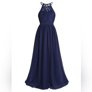 Halter Long Navy Blue Junior Dress Size 12